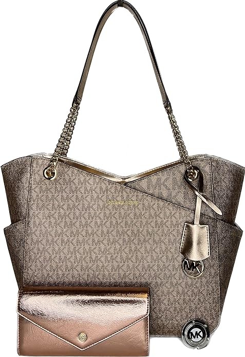 MICHAEL Michael Kors Jet Set Travel Large Chain Shoulder Tote bundled with Michael Kors Jet Set Travel Trifold Wallet