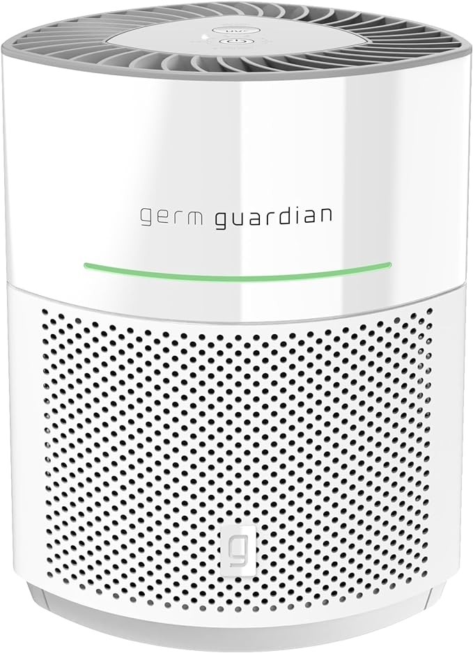 Germ Guardian AirSafe+ Intelligent Air Purifier with 360° HEPA 13 Filter, Captures 99.97% of Pollutants, Wildfire Smoke, Large Rooms, Air Quality Sensor, UVC Light, Zero Ozone Verified, White AC3000W