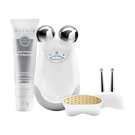 NuFACE Trinity Complete – Facial Toning Device with Hydrating Leave-On Gel Primer (2 Fl Oz), Effective Lip & Eye Attachment and Wrinkle Reducer Attachment